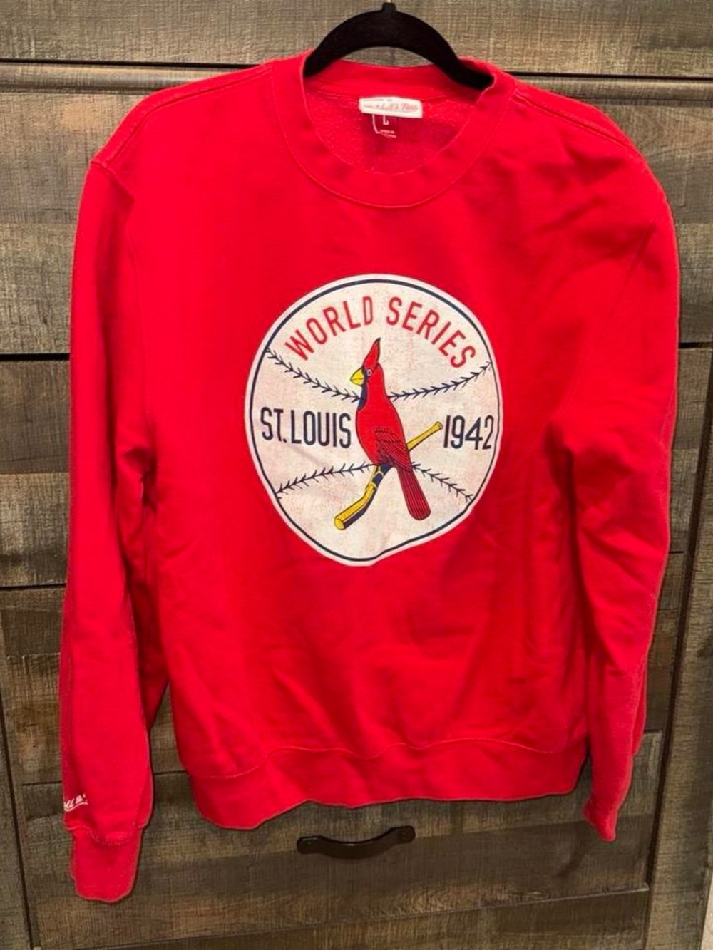 Mitchell & Ness St Louis Cardinals World Series Crewneck Sweatshirt Red Large